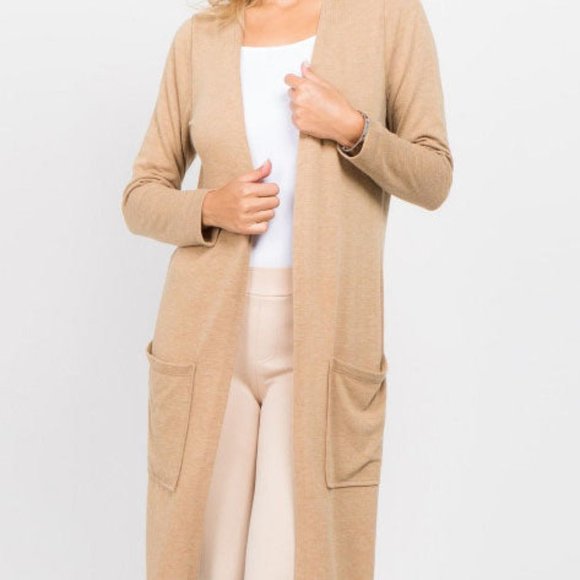 Cardigan Long Sleeve Cardigan with Pockets - Picture 1 of 3
